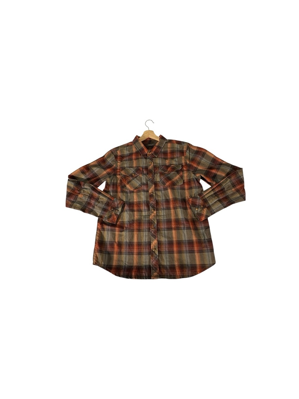 Prana Holstad Shirt Mens M Espresso Plaid Western Snap Organic Cotton NWT